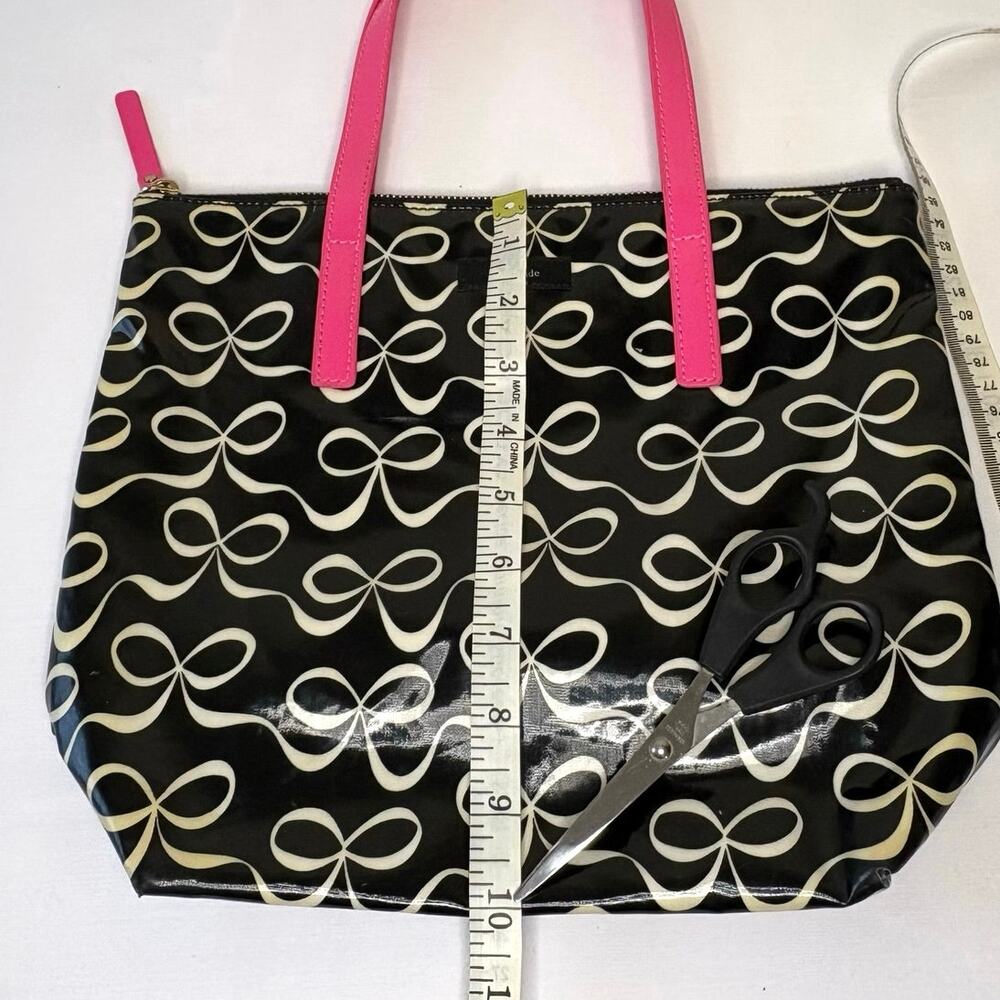 Kate Spade Vinyl Bow Bag Black White Pink - Picture 9 of 13